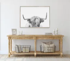 Modern Farmhouse Cow Print Highland Cow Wall Art Black و |  اتسی