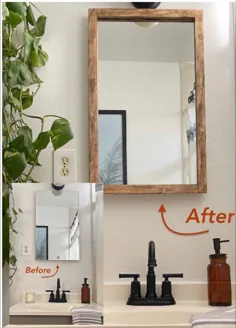 قاب آینه DIY |  قاب آینه چوبی حمام