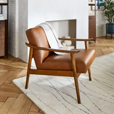 صندلی چوبی نمایش چرم میانه قرن