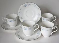 مجموعه چهار تایی لیوان چای ، رویال آلبرت استخوان چین ، برای همه فصول ، گل صبح
