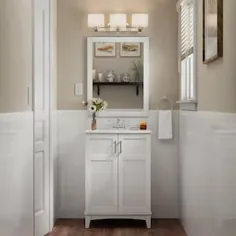 گزینه های سبک 24 توالت بلوط سفید تک ظرفشویی حمام غرور با بالا سرامیک سفید (شامل آینه) Lowes.com