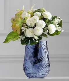 گلدان گلدان شیشه ای آبی براق کلاسیک دستی با کیفیت بالا و برجسته