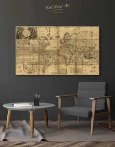 نقشه عتیقه جهان قدیم بوم نقاشی دیواری