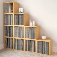 Way Basics Eco Stackable Vinyl Record Storage Cube مکعب چوب طبیعی