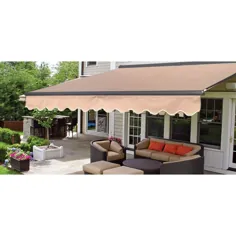 ALEKO 16'x10 'Sunshade Half Cassette Motorized Retractable Patio Deck، سایبان، رنگ زرد چند راه راه - Walmart.com