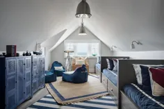 اتاق پسران آبی با خاکستری ساخته شده در تختخواب - کلبه - اتاق پسران