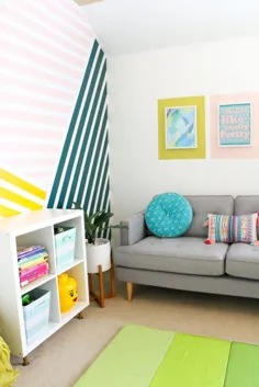 تازه سازی رنگارنگ Playroom و دیوار راه راه DIY - زندگی شیک Kailo