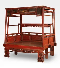 تخت خواب سایبان عتیقه و لاك دار - چین - حدود.  1720 (دوره Kangxi)