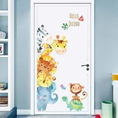 برچسب های دیواری حیوانات کارتونی DIY کودکان عکس برگردان نقاشی دیواری برای اتاق کودکان اتاق خواب کودک کمد لباس تزئین درب (حیوانات)