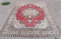 فرش بزرگ ایرانی 9.4x12.7ft فرش قرمز ترکی بژ |  اتسی