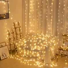 4.99 دلار 64 OFF تخفیف | حلقه حلقه پرده نور چراغ تزئین شده برای تزئین اتاق گلدسته سال نو برای پرده برای چراغ های رشته عروسی خانگی روشنایی | رشته LED |  - AliExpress