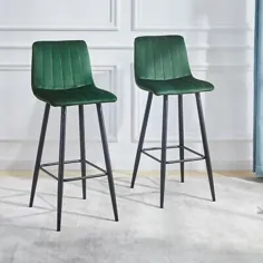 مجموعه ای از 2 صندلی صبحانه بار صندلی مخمل صندلی آشپزخانه صندلی میخانه آشپزخانه خاکستری آبی |  eBay