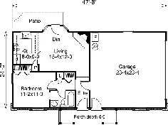 7 نقشه طبقه اول برای خانه های کوچک یک خوابه با گاراژهای متصل