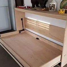 تخت سخت افزاری مورفی تختخواب دوتایی - تخت خواب دیواری تاشو قاب چوبی DIY برای اتاق مهمان ساخت آسان ، ساخت آمریکا ، (دوقلو - افقی)