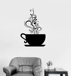 Vinyl Decal Coffee Cup کافه چای دکوراسیون آشپزخانه استیکرهای دیواری Mural Unique Gift (ig188)