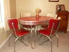 ست میز و صندلی آشپزخانه یکپارچهسازی با سیستمعامل Dinette Dining Vintage Chrome Formica