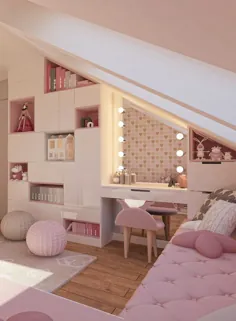 ایده طراحی اتاق دخترانه در طرح صورتی