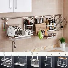 تخته های برش خورده ظروف آشپزخانه فولاد ضد زنگ DIY Stand 304 لوازم آشپزخانه دیواری استیل ضد زنگ | قفسه ها و نگهدارنده ها |  - AliExpress