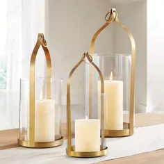 نگهدارنده شمع فلزی شیشه طلای نوردیک