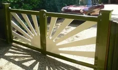 درمان شده Redwood Art Deco Sun Driveway / Estate Gates PAINTED |  eBay