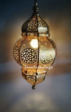20x10 لامپ ترکیئی فانوس مراکش فلزی دست ساز |  اتسی