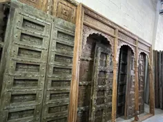 پانل های درب آنتیک درب قدیمی هندی درب آبی روستایی |  اتسی
