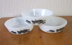 3 x Vintage JAJ Pyrex Dishes / Bowl Haymaker Pattern |  اتسی