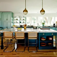 10 آشپزخانه زرق و برق دار آبی و سبز