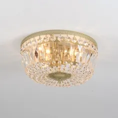 Crystal Bowl Shade Flush Mount Vintage 4/6 Lights Art Deco روشنایی داخلی در طلا
