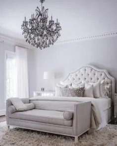 تخت مخملی سفید با ست مخصوص خاکستری - فرانسوی - اتاق خواب