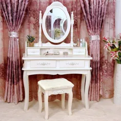 ست آینه و چهارپایه میز آراسته Shabby Chic - کمد اتاق خواب آرایش Vanity برای فروش آنلاین |  eBay