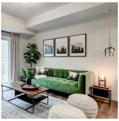 مبل مخملی سبز طراحی داخلی اتاق نشیمن