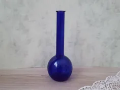 گلدان گلدان شیشه ای آبی گلدان کبالت آبی گلدان آبی گلدان آبی |  اتسی