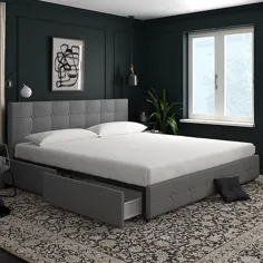 تخت خواب روتختی روتختی Everyroom Ryder King Linen با فضای ذخیره شده در خاکستری خاکستری / پارچه ای