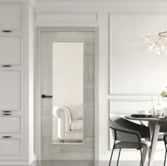 درب سفید و خاکستری مدرن با شیشه شفاف