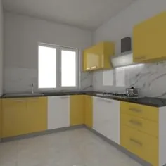 آشپزخانه های مدولار فضای داخلی درخت زرد |  احترام گذاشتن