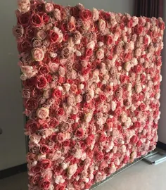 دیوار جعلی گل برای عکاسی عروسی پس زمینه شبیه سازی گل رز گل صد تومانی مصنوعی برای رویداد کودک دوش پارتی دکوراسیون پارتی 40 * 60 سانتی متر