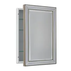 آینه دکو 16 اینچ W x 26 اینچ H x 5 اینچ کابینت دارویی حمام منجمد مترو تو درب دار تک رنگ در Silver-6297 - انبار خانه