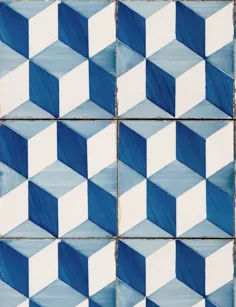 کاغذ دیواری کاشی پرتغالی آبی و سفید - تصاویر پس زمینه Feathr