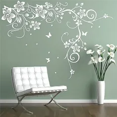 برچسب های هنری وینیل دیواری گل پروانه ای ، عکس برگردان دیواری ، دیوار گرافیک |  eBay