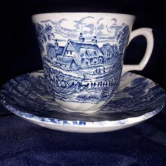 فنجان چای Vintage China و Saucer Ridgeway Meadowsweet Blue |  اتسی