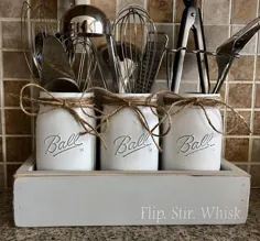 نگهدارنده وسایل آشپزخانه و لوازم آشپزخانه Flip Stir Whisk Mason Jar |  اتسی