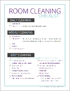 چک لیست تمیز کردن اتاق (برای نوجوانان و نوجوانان) - creationmaryshome.com