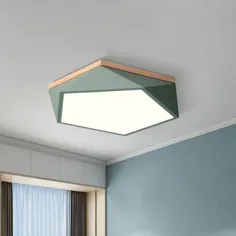 چراغ سقفی سقفی و صورت Macaron 16 "/ 19.5" W LED اتاق خواب چراغ روشن در سفید / خاکستری / سبز با سایبان چوبی نزدیک به چراغ های سقفی