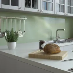 Green Frost Gloss Kitchen Splashback (2420 x 1200 x 11 mm) |  لمینیت های Rearo |  پانل دوش و میز کار آشپزخانه لمینت