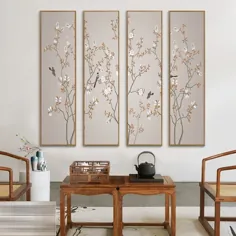 نقاشی های 4 تکه چینی نقاشی دیواری نقاشی بوم نقاشی دیواری Cuadros Decoracion تصویر دیواری برای اتاق نشیمن پوستر هنری دکوراسیون منزل - دیوار چوبی - تزئین زندگی خانه خود