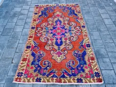فرش ترکی آنتیک فرش ایرانی نارنجی فرش قرمز فرش پرنعمت |  اتسی