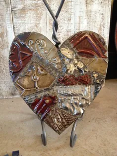 قلب تکه ای طراحی شده با کاشی سقفی قلع آنتیک |  اتسی
