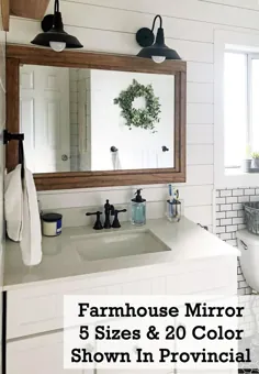 آینه دیواری قاب دار Farmhouse ، 20 رنگ لکه ای - آینه حمام ، آینه غرور ، آینه مستراح حمام ، آینه قاب چوبی روستیک ، آینه بزرگ
