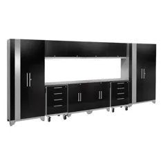 NewAge Products Performance 2.0 156-in W x 77.25-in H Gloss Black Storage Garage Storage System Lowes.com